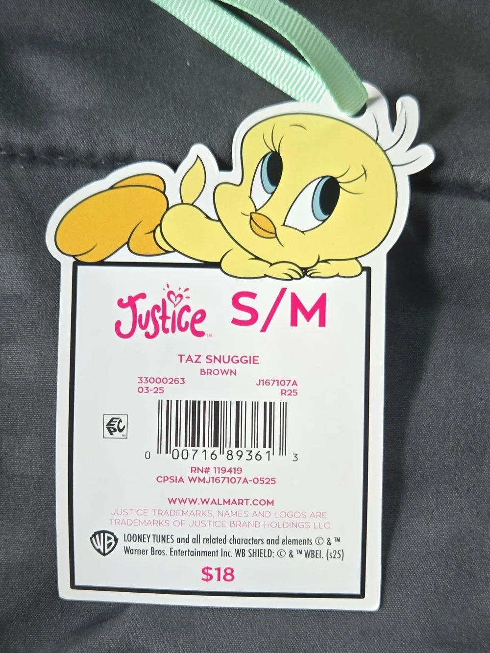 Justice Brown Plush Taz Sleep Hoodie with Pink Sleep Mask